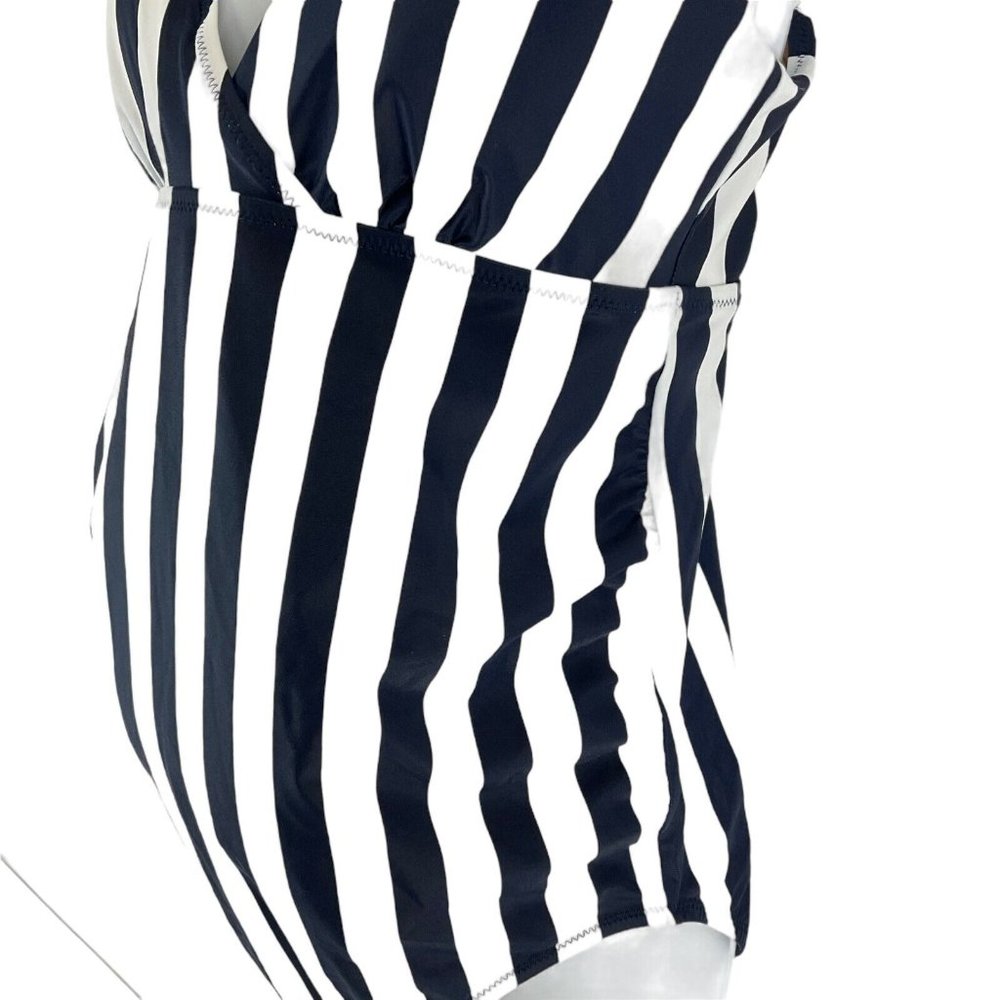 A Pea In The Pod Swimsuit Womens M Blue Striped 1 Pc Maternity UPF 50+ $105 Nwt - Picture 4 of 16